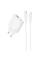 Сетевое зарядное устройство (зарядка) Hoco C142A Direct PD20W+QC3.0 (1USB-A/1C) + кабель Type-C to Lightning - White - фото