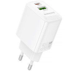 Сетевое зарядное устройство (зарядка) Borofone BN29 Fuente PD30W+QC3.0 (1USB-A/1C) - White