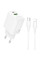 Сетевое зарядное устройство (зарядка) Borofone BN29 Fuente PD30W+QC3.0 (1USB-A/1C) + кабель Type-C to Lightning - White - фото
