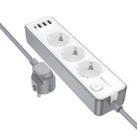 Подовжувач Borofone BAC9 Power PD20W (3USB-A/1C/3xSocket) (2m) - White