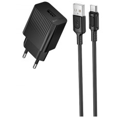 Сетевое зарядное устройство (зарядка) Borofone BAS71A Source 10.5W (1USB-A) + кабель USB to Type-C - Black