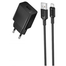 Мережевий зарядний пристрій (зарядка) Borofone BAS71A Source 10.5W (1USB-A) + кабель USB to MicroUSB - Black