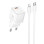 Мережевий зарядний пристрій Hoco N66 Ingenious PD35W (1USB-C) + кабель Type-C to Lightning - White