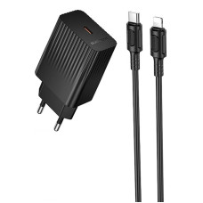 Сетевое зарядное устройство Borofone BAS73A Source PD20W (1USB-C) + кабель Type-C to Lightning - Black