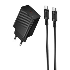 Сетевое зарядное устройство Borofone BAS73A Source PD20W (1USB-C) + кабель Type-C to Type-C - Black