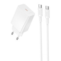 Мережевий зарядний пристрій Borofone BAS73A Source PD20W (1USB-C) + кабель Type-C to Type-C - White