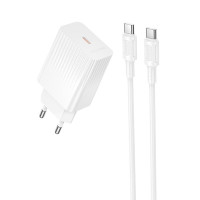 Сетевое зарядное устройство Borofone BAS75A Source PD30W (1USB-C) + кабель Type-C to Type-C - White