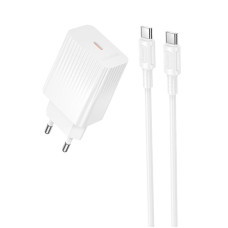 Сетевое зарядное устройство Borofone BAS75A Source PD30W (1USB-C) + кабель Type-C to Type-C White