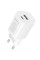 Сетевое зарядное устройство Borofone BA104A Pudding PD20W+QC3.0 (1USB-A/1C) - White - фото