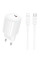 Сетевое зарядное устройство Borofone BA103A Pudding PD20W (1USB-C) + кабель Type-C to Lightning - White - фото