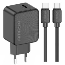 Мережевий зарядний пристрій Amaya E112CC PD25W (1USB-C) + кабель Type-C to Type-C Black