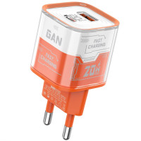 Мережевий зарядний пристрій Amaya E200D PD20W+QC3.0 (1USB-A/1C) Orange