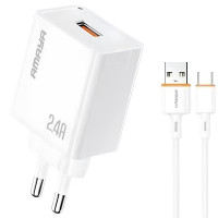 Сетевое зарядное устройство Amaya E79D 2.4A (1USB-A) + кабель USB to Type-C - White