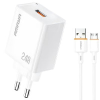 Мережевий зарядний пристрій Amaya E79D 2.4A (1USB-A) + кабель USB to MicroUSB White