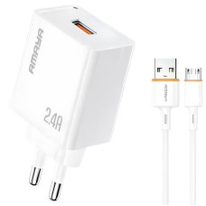 Мережевий зарядний пристрій Amaya E79D 2.4A (1USB-A) + кабель USB to MicroUSB White