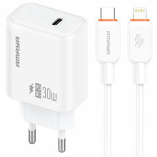 Сетевое зарядное устройство Amaya E76D PD30W (1USB-C) + кабель Type-C to Lightning - White