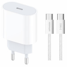 Сетевое зарядное устройство Amaya E69S PD35W (1USB-C) + кабель Type-C to Type-C White