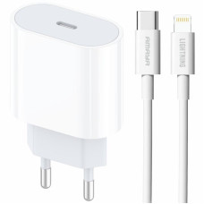 Сетевое зарядное устройство Amaya E68S PD20W (1USB-C) + кабель Type-C to Lightning White