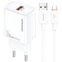 Сетевое зарядное устройство Amaya E59S QC3.0 18W (1USB-A) + кабель USB to Type-C - White
