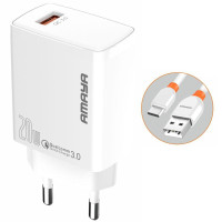 Сетевое зарядное устройство Amaya E57S QC3.0 20W (1USB-A) + кабель USB to Type-C White