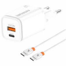 Сетевое зарядное устройство Amaya E48D PD33W+QC3.0 (1USB-A/1C) + кабель Type-C to Type-C - White