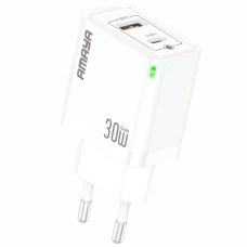 Сетевое зарядное устройство Amaya E46D PD30W+QC3.0 GaN (1USB-A/1C) - White