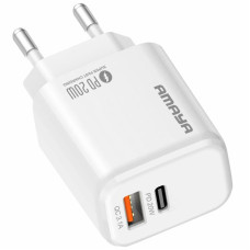 Сетевое зарядное устройство Amaya E43D PD20W (1USB-A/1C) - White
