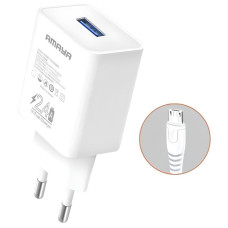 Мережевий зарядний пристрій Amaya M3 2.4A (1USB-A) + кабель USB to MicroUSB - White