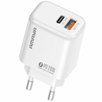 Сетевое зарядное устройство Amaya E43D PD20W (1USB-A/1C) + кабель USB to Type-C - White