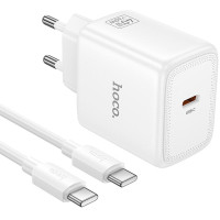 Сетевое зарядное устройство Hoco N83 Profit PD40W (1USB-C) + кабель Type-C to Type-C - White