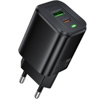 Мережевий зарядний пристрій Borofone BAS85A Star PD30W+QC3.0 (1USB-A/1C) - Black