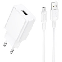 Сетевое зарядное устройство Borofone BA110A Lemi 7.5W (1USB-A) + кабель USB to MicroUSB White