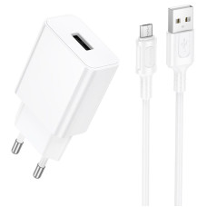Сетевое зарядное устройство Borofone BA110A Lemi 7.5W (1USB-A) + кабель USB to MicroUSB - White