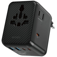 Сетевой универсальный переходник WIWU UA010 Warrior GaN 45W + 2USB-A/3C Black
