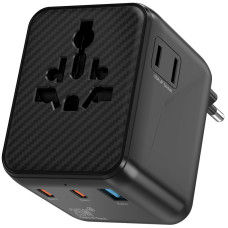 Сетевой универсальный переходник WIWU UA011 Warrior GaN 25W + 1USB-A/2C - Black