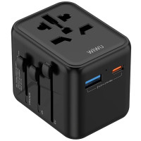 Сетевой универсальный переходник WIWU UA012 Warrior 12W + 1USB-A/1C - Black