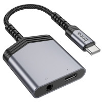 Adattatore Hoco LS39 Type-C to Type-C + 3.5mm - Metal gray