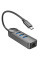 Переходник Borofone DH6 Erudite 4in1 Gigabit Ethernet (Type-C to USB3.0*3+RJ45) (0.2m) - Black - фото