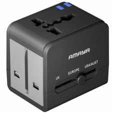 Сетевой универсальный переходник Amaya X10W 10W + 1USB-A/1C - Black