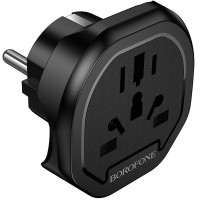 Сетевой универсальный переходник Borofone BAC15 3in1 (EU) - Black