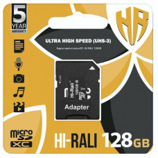 Карта памяти Hi-Rali microSDXC (UHS-3) 128 GB Card Class 10 с адаптером - Черный