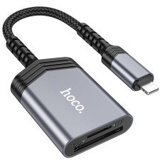 Картридер Hoco UA25 2in1 Lightning - Metal gray