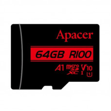 Карта памяти Apacer microSDXC (UHS-1) 64Gb class 10 V10 A1 R100MB/s (без адаптера) - Black