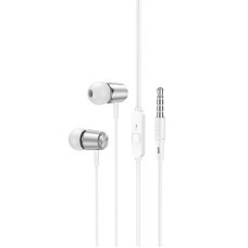 Стерео Навушники Hoco M108 Spring metal universal with mic (3.5mm/1.2m) - Silver