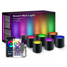Настінна LED лампа RGB Intelligent wall lamp 6 pcs with Bluetooth European plug with app - Black