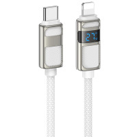 Дата кабель Hoco U137 Line with display Type-C to Lightning 27W (1.2m) - White