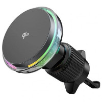Автодержатель с Беспроводное зарядное устройство WIWU CH-324 Aurora Qi2 15W (air outlet) Black