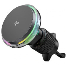 Автодержатель с Беспроводное зарядное устройство WIWU CH-324 Aurora Qi2 15W - Black
