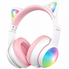 Накладные беспроводные наушники Proove Kids LumiCat (APP) - White / Pink