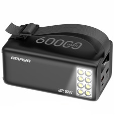 Портативное ЗУ Power Bank Amaya F600L PD22.5W flashlight 60000 mAh Black